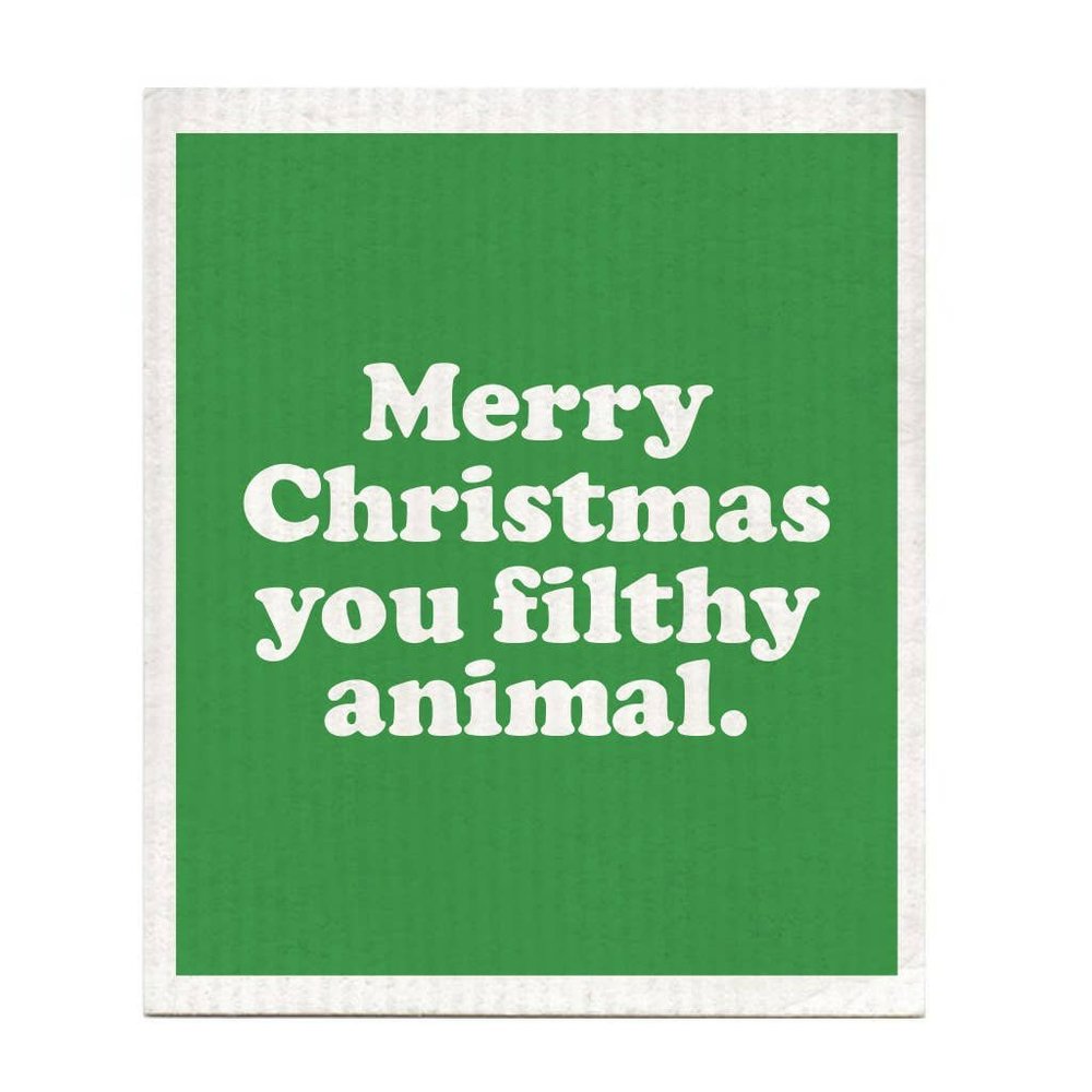 Merry Christmas You Filthy Animal Compostable Dishcloth